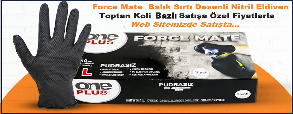 Force Mate Siyah Nitril Eldiven, Force Mate Siyah Balıksırtı Eldiven