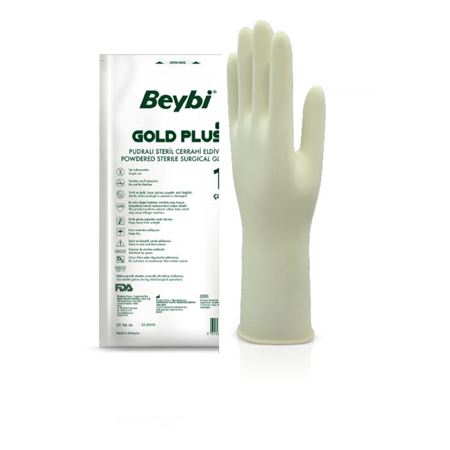 Beybi Steril Cerrahi Eldiven Gold Pudralı