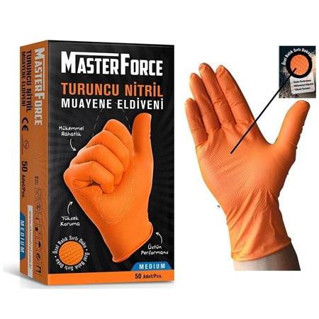 Master Force Turuncu Nitril Pudrasız Eldiven