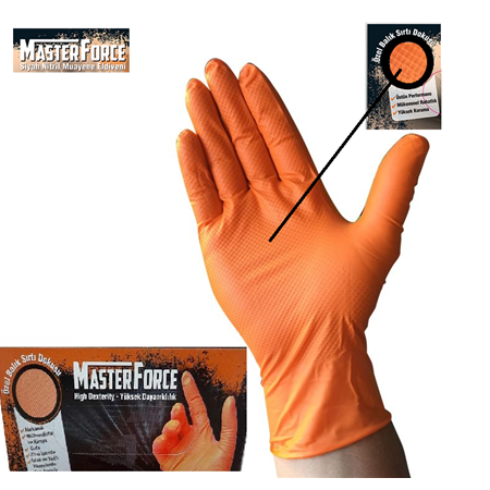 Master Force Turuncu Nitril Pudrasız Eldiven
